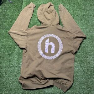 Hidden New York hoodie brown with pink paisley logo size large